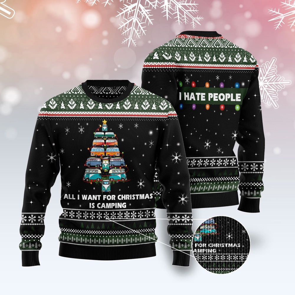 All I Want For Christmas Is Camping Ugly Christmas Sweater, Funny Xmas Sweater, Sweater Xmas