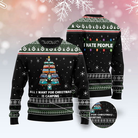 All I Want For Christmas Is Camping Ugly Christmas Sweater, Funny Xmas Sweater, Sweater Xmas