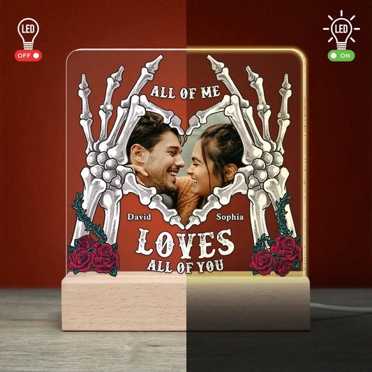 All Of Me Loves All Of You, Couple Personalized Led Light Wooden Base, Mother's Day Night Lights For Bedroom