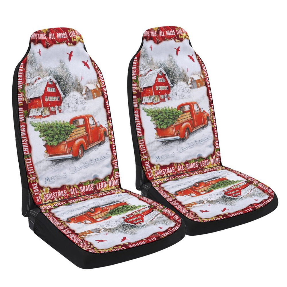 All Roads Lead Home For Christmas Cars Seat Cover, Christmas Car Seat Covers, Car Decor Gift