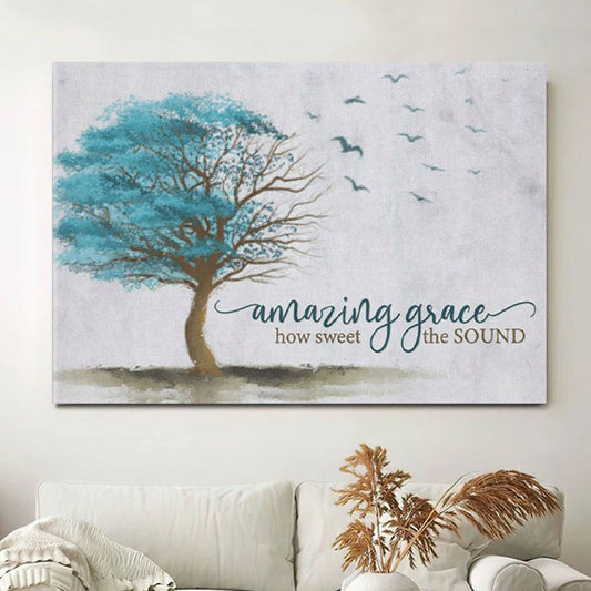 Amazing Grace How Sweet The Sound Christian Canvas Wall Art Print - Christian Wall Decor