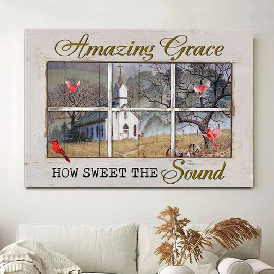 Amazing Grace How Sweet The Sound Farmhouse Style Canvas Wall Art - Christian Wall Decor