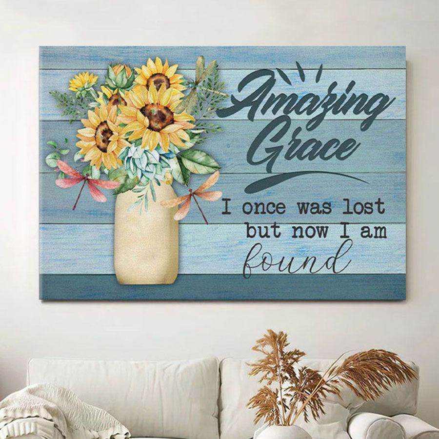 Amazing Grace I Once Was Lost But Now I Am Found Christian Canvas Wall Art Print - Christian Wall Decor