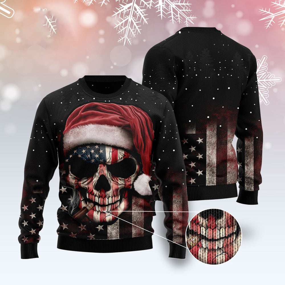 Amazing Skull Christmas Ugly Christmas Sweater, Funny Xmas Sweater, Sweater Xmas