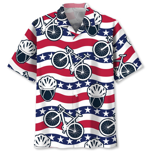 America Cycling Hawaiian Shirt, Funny Hawaiian Shirt, Usa Hawaiian Shirt, Vintage Hawaiian Shirts