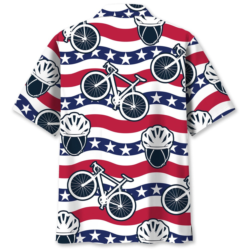 America Cycling Hawaiian Shirt, Funny Hawaiian Shirt, Usa Hawaiian Shirt, Vintage Hawaiian Shirts