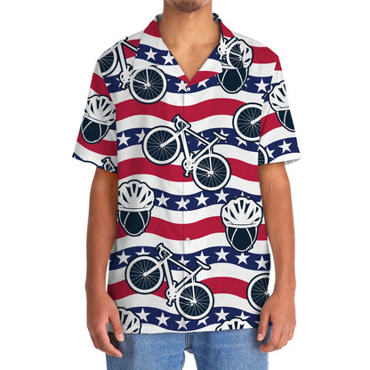 America Cycling Hawaiian Shirt, Funny Hawaiian Shirt, Usa Hawaiian Shirt, Vintage Hawaiian Shirts