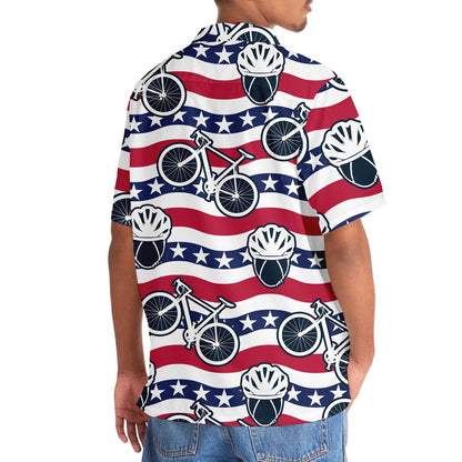 America Cycling Hawaiian Shirt, Funny Hawaiian Shirt, Usa Hawaiian Shirt, Vintage Hawaiian Shirts