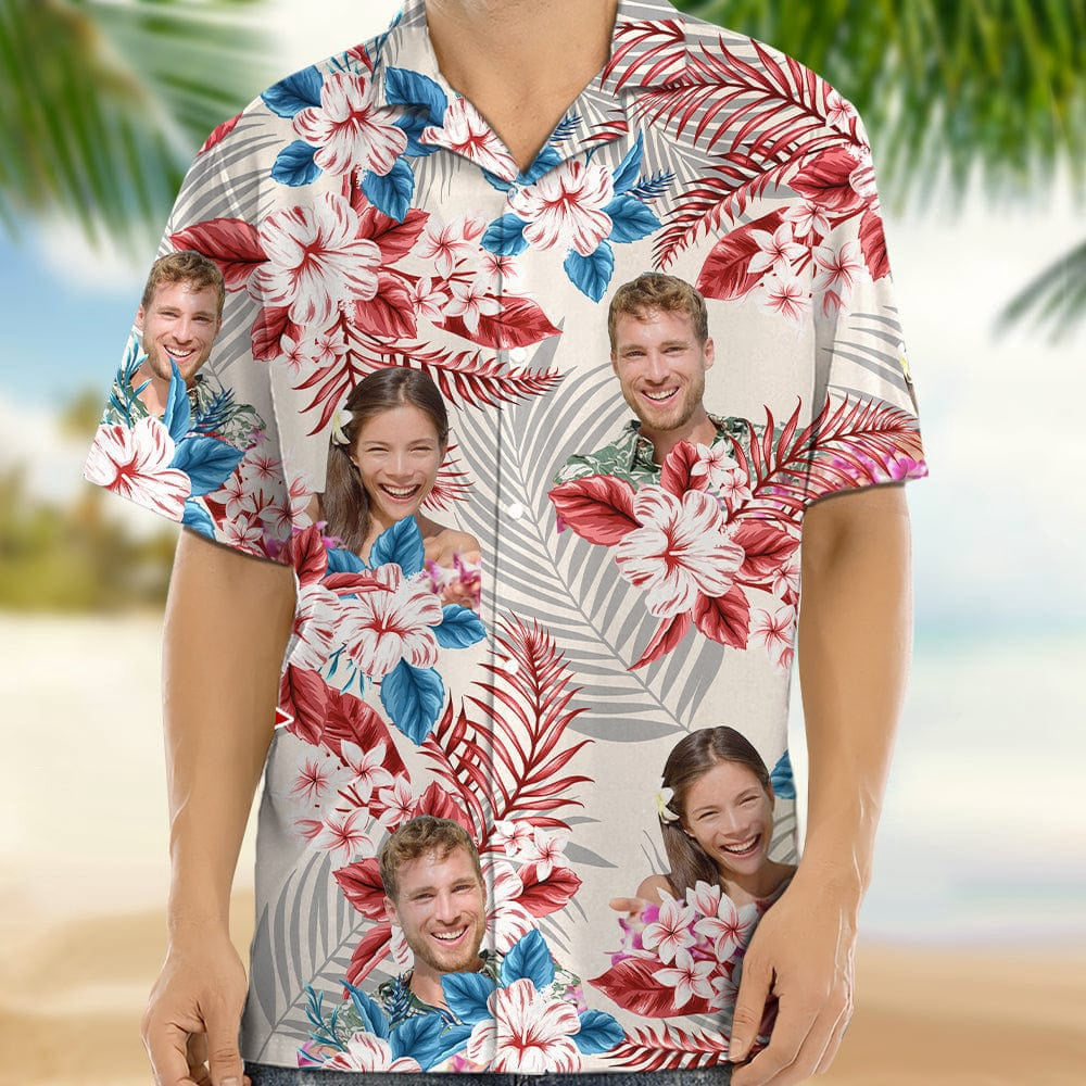 America Flag Hawaiian Shirt Upload Photo, Custom Hawaiian Shirts With Face