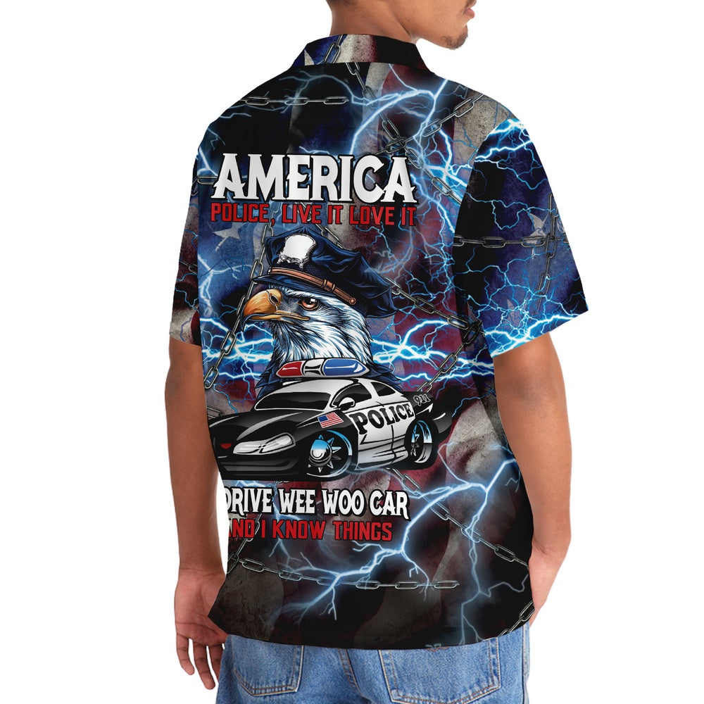 America Police Live It Love It Hawaiian Shirt, Funny Hawaiian Shirt, Usa Hawaiian Shirt, Vintage Hawaiian Shirts