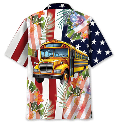 America School Bus Hawaiian Shirt, Funny Hawaiian Shirt, Usa Hawaiian Shirt, Vintage Hawaiian Shirts