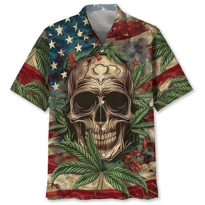 America Skull Hawaiian Shirt, Funny Hawaiian Shirt, Usa Hawaiian Shirt, Vintage Hawaiian Shirts