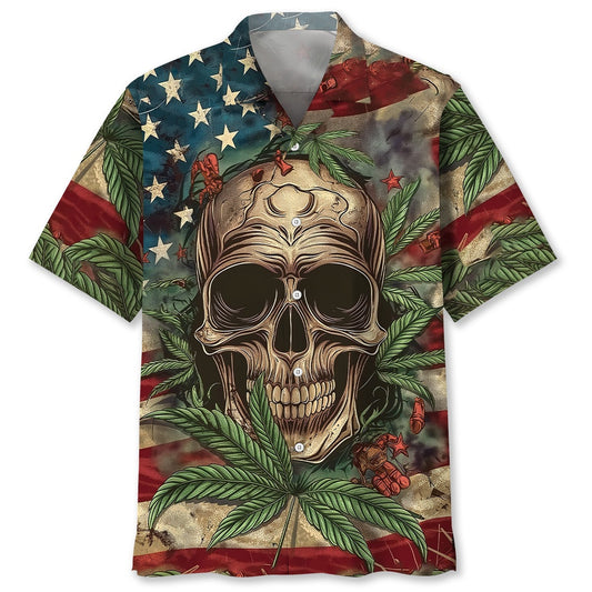America Skull Hawaiian Shirt, Funny Hawaiian Shirt, Usa Hawaiian Shirt, Vintage Hawaiian Shirts