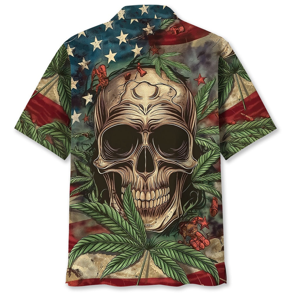 America Skull Hawaiian Shirt, Funny Hawaiian Shirt, Usa Hawaiian Shirt, Vintage Hawaiian Shirts