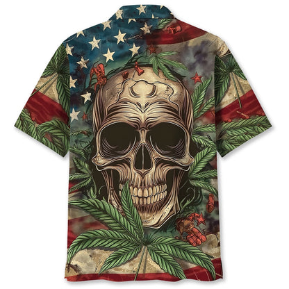 America Skull Hawaiian Shirt, Funny Hawaiian Shirt, Usa Hawaiian Shirt, Vintage Hawaiian Shirts