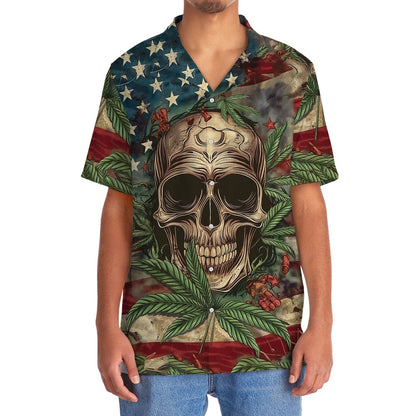 America Skull Hawaiian Shirt, Funny Hawaiian Shirt, Usa Hawaiian Shirt, Vintage Hawaiian Shirts
