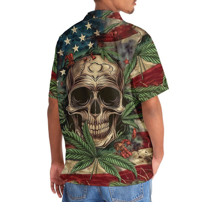 America Skull Hawaiian Shirt, Funny Hawaiian Shirt, Usa Hawaiian Shirt, Vintage Hawaiian Shirts