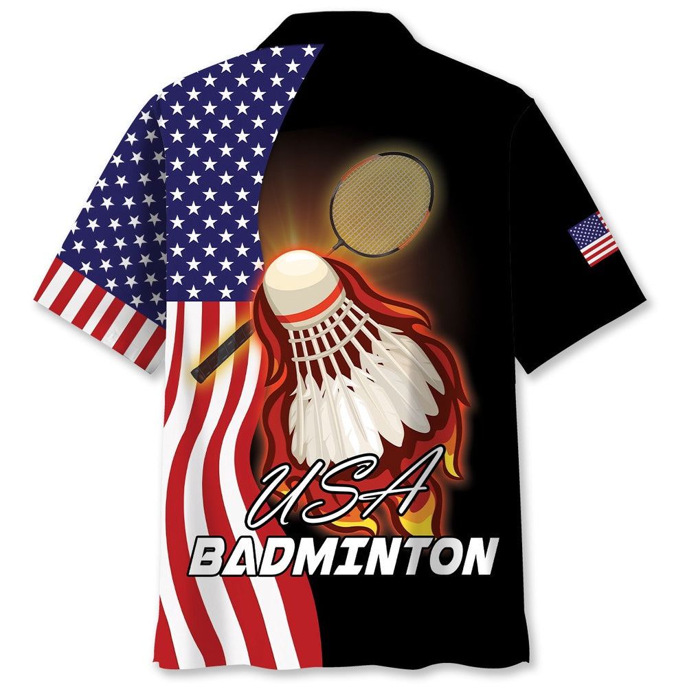American Badminton Hawaiian Shirt, Funny Hawaiian Shirt, Usa Hawaiian Shirt, Vintage Hawaiian Shirts