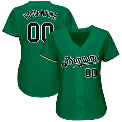 American Baseball Jersey, Custom Kelly Green Black White Authentic Baseball Jersey, Baseball Jersey Name