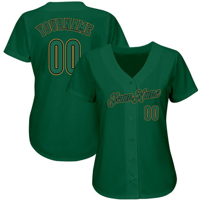 American Baseball Jersey, Custom Kelly Green Kelly Green Old Gold Authentic Baseball Jersey, Baseball Jersey Name