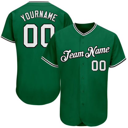 American Baseball Jersey, Custom Kelly Green White Black Authentic Baseball Jersey, Baseball Jersey Name