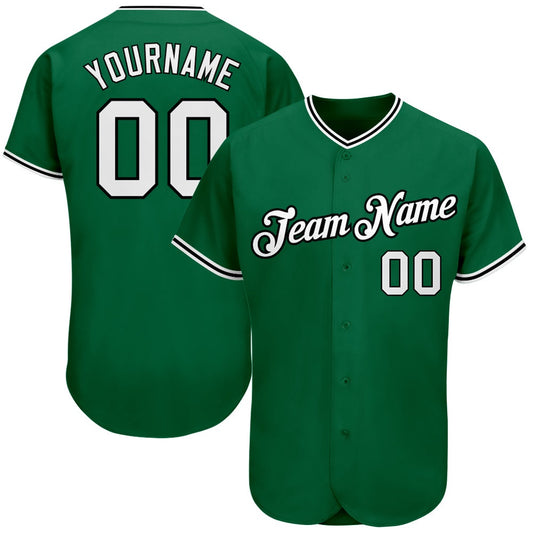 American Baseball Jersey, Custom Kelly Green White Black Authentic Baseball Jersey, Baseball Jersey Name