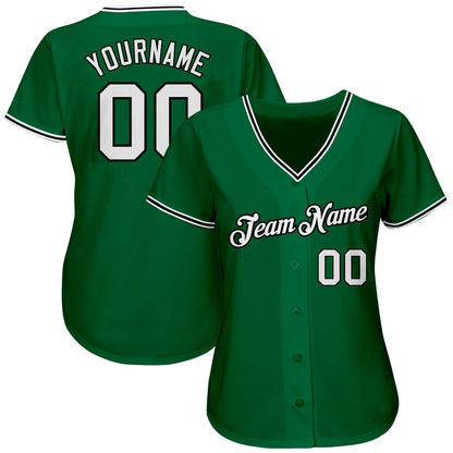 American Baseball Jersey, Custom Kelly Green White Black Authentic Baseball Jersey, Baseball Jersey Name