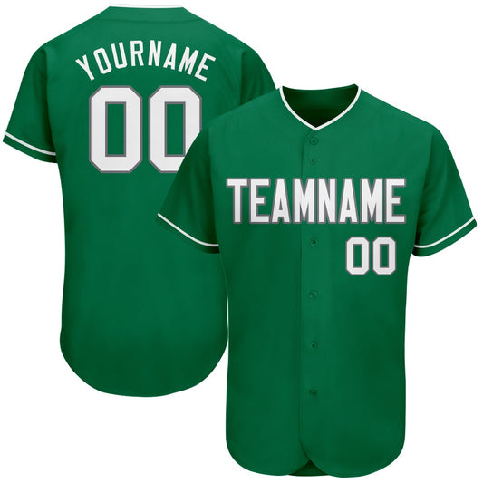 American Baseball Jersey, Custom Kelly Green White Gray Authentic St Patrick's Day Baseball Jersey, Baseball Jersey Name
