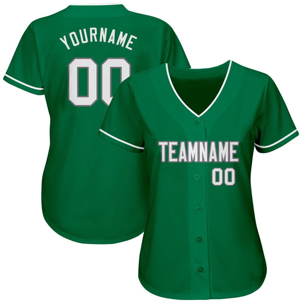American Baseball Jersey, Custom Kelly Green White Gray Authentic St Patrick's Day Baseball Jersey, Baseball Jersey Name