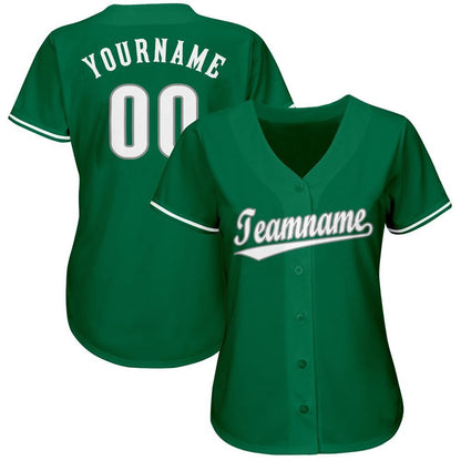 American Baseball Jersey, Custom Kelly Green White Gray Baseball Jersey, Baseball Jersey Name