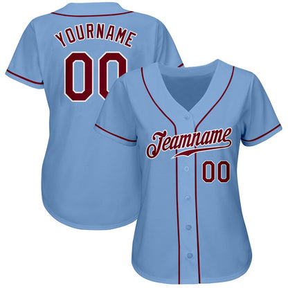 American Baseball Jersey, Custom Light Blue Crimson White Authentic Baseball Jersey, Baseball Jersey Name
