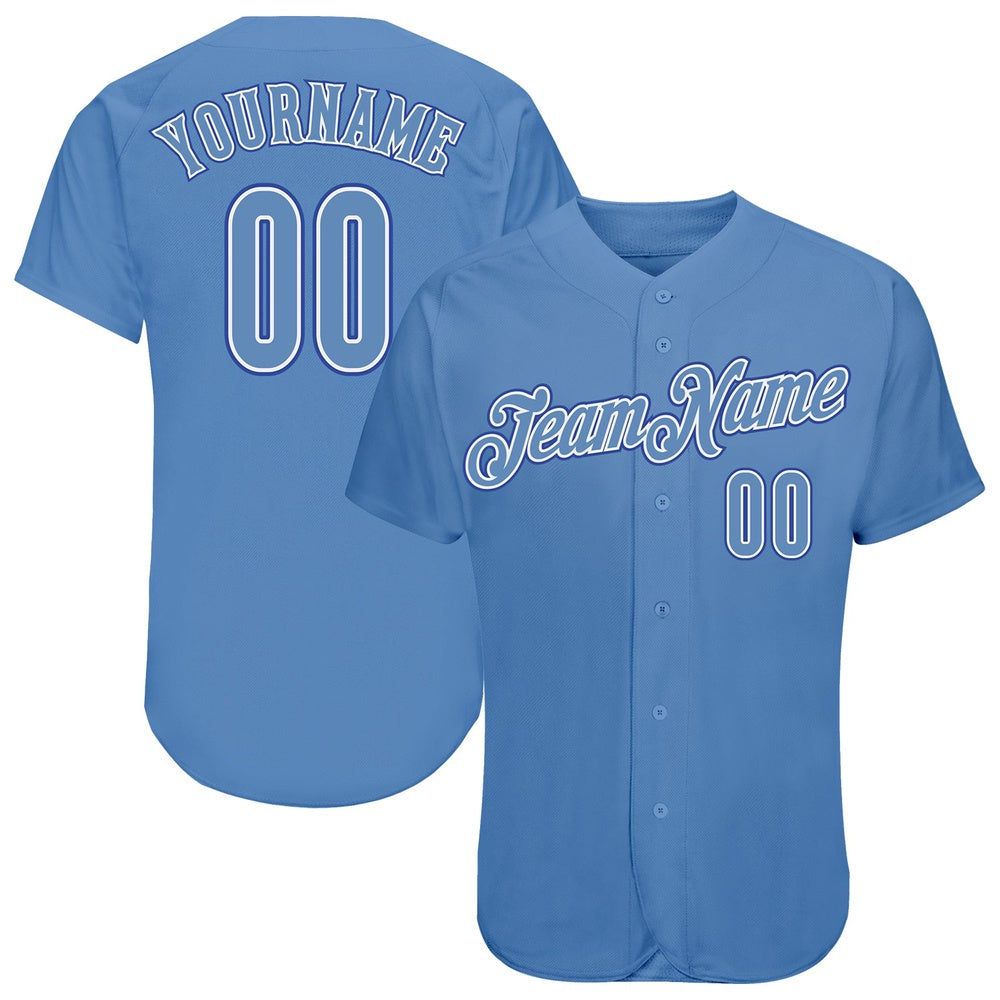 American Baseball Jersey, Custom Light Blue Light Blue Royal Authentic Baseball Jersey, Baseball Jersey Name