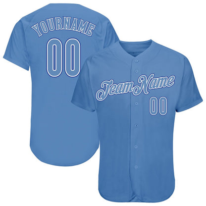 American Baseball Jersey, Custom Light Blue Light Blue Royal Authentic Baseball Jersey, Baseball Jersey Name