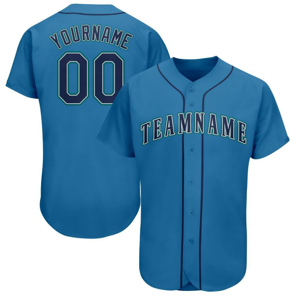 American Baseball Jersey, Custom Light Blue Navy Teal Baseball Jersey, Baseball Jersey Name