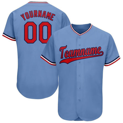 American Baseball Jersey, Custom Light Blue Red Navy Baseball Jersey, Baseball Jersey Name