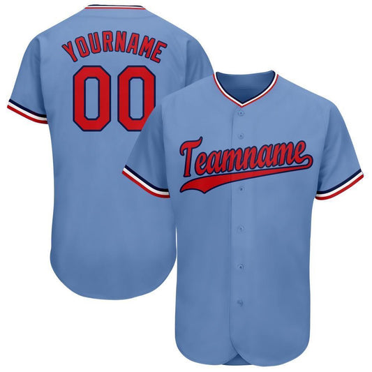 American Baseball Jersey, Custom Light Blue Red Navy Baseball Jersey, Baseball Jersey Name