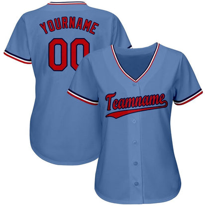 American Baseball Jersey, Custom Light Blue Red Navy Baseball Jersey, Baseball Jersey Name