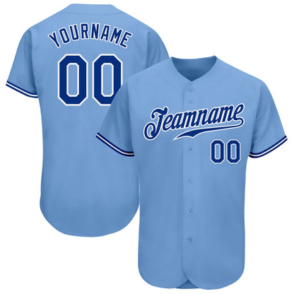 American Baseball Jersey, Custom Light Blue Royal White Authentic Baseball Jersey, Baseball Jersey Name