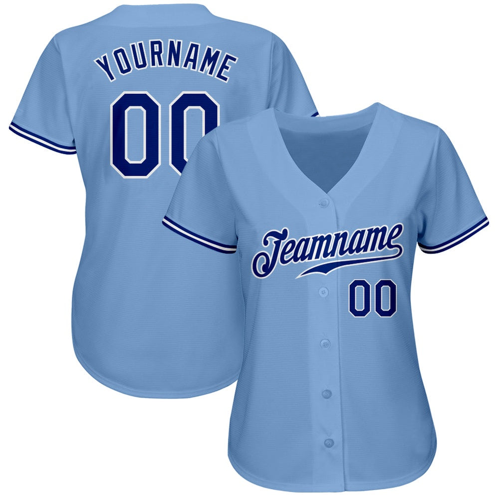 American Baseball Jersey, Custom Light Blue Royal White Authentic Baseball Jersey, Baseball Jersey Name