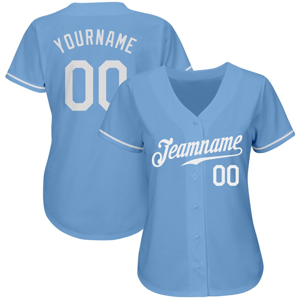 American Baseball Jersey, Custom Light Blue White Authentic Baseball Jersey, Baseball Jersey Name