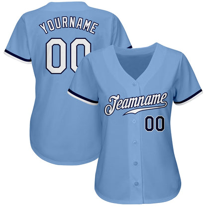 American Baseball Jersey, Custom Light Blue White Navy Authentic Baseball Jersey, Baseball Jersey Name
