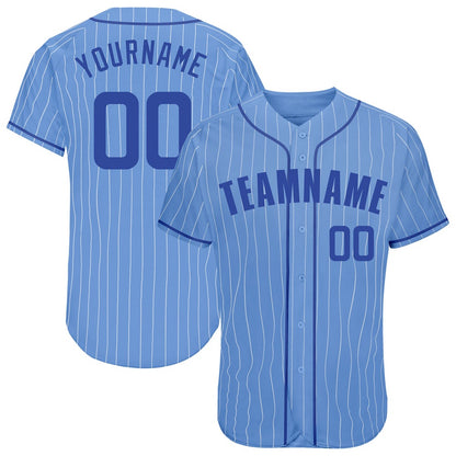 American Baseball Jersey, Custom Light Blue White Pinstripe Royal Authentic Baseball Jersey, Baseball Jersey Name