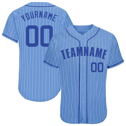 American Baseball Jersey, Custom Light Blue White Pinstripe Royal Authentic Baseball Jersey, Baseball Jersey Name