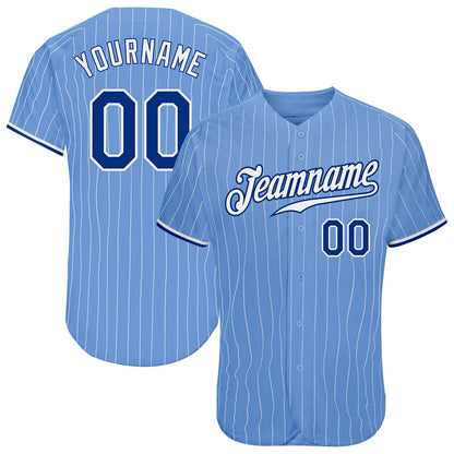American Baseball Jersey, Custom Light Blue White Pinstripe Royal White Authentic Baseball Jersey, Baseball Jersey Name