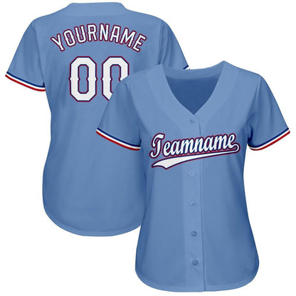 American Baseball Jersey, Custom Light Blue White Red Baseball Jersey, Baseball Jersey Name