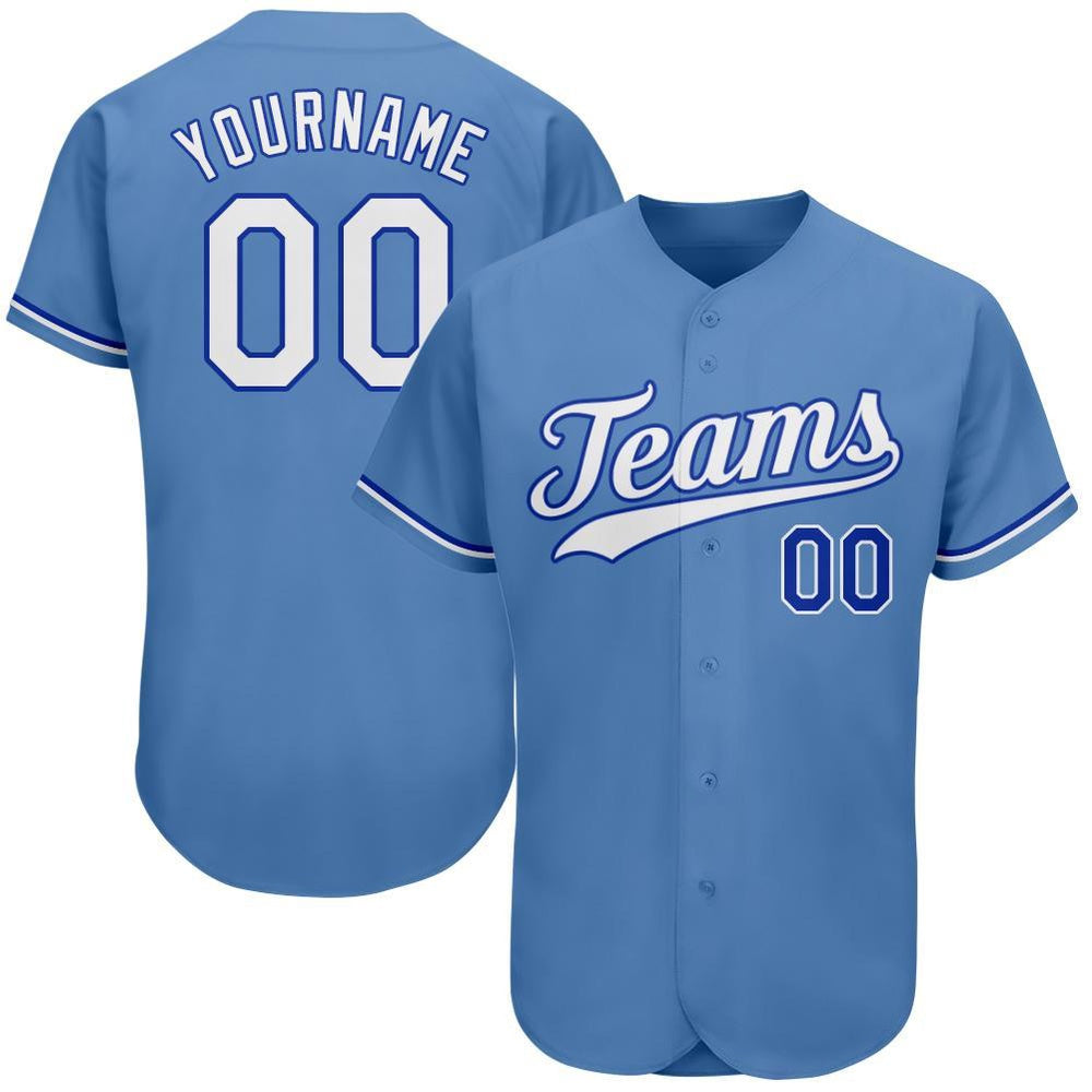 American Baseball Jersey, Custom Light Blue White Royal Authentic Baseball Jersey, Baseball Jersey Name