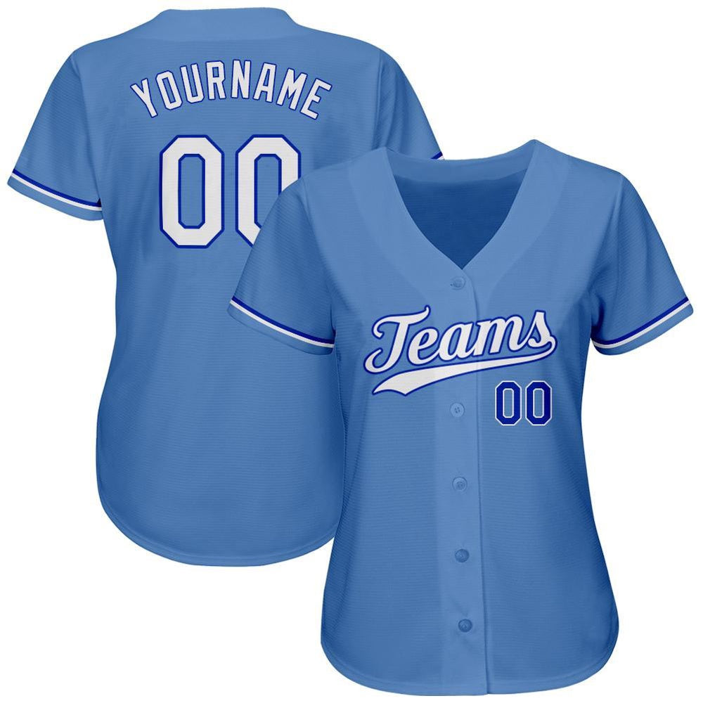 American Baseball Jersey, Custom Light Blue White Royal Authentic Baseball Jersey, Baseball Jersey Name