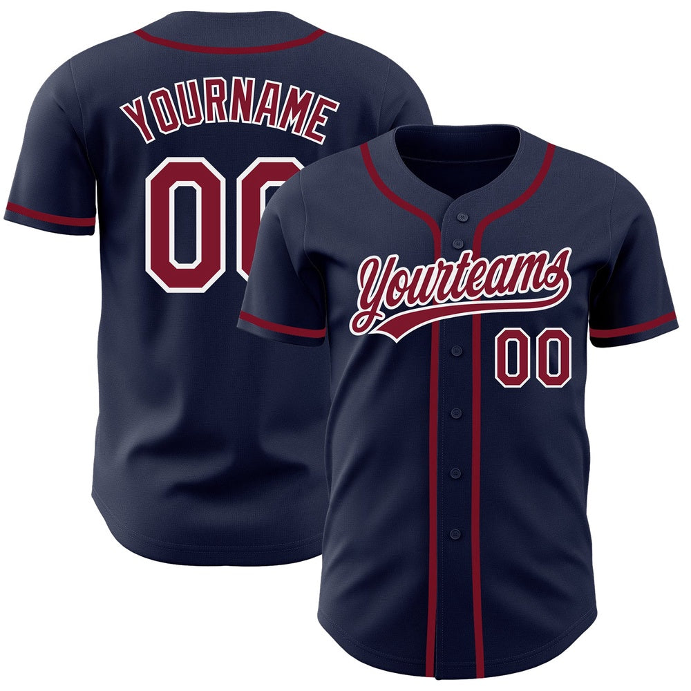 American Baseball Jersey, Custom Navy Crimson White Authentic Baseball Jersey, Baseball Jersey Name