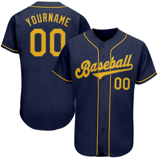 American Baseball Jersey, Custom Navy Gold Authentic Baseball Jersey, Baseball Jersey Name
