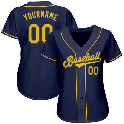 American Baseball Jersey, Custom Navy Gold Authentic Baseball Jersey, Baseball Jersey Name